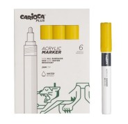 Carioca Plus Pack de 6 Marcadores Acrilicos - Punta 2mm - Color Amarillo
