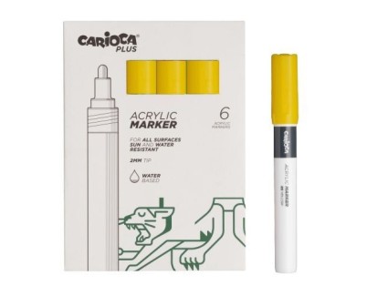 Carioca Plus Pack de 6 Marcadores Acrilicos - Punta 2mm - Color Amarillo