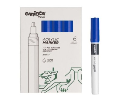 Carioca Plus Pack de 6 Marcadores Acrilicos - Punta 2mm - Color Azul