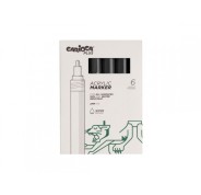 Carioca Plus Pack de 6 Marcadores Acrilicos - Punta 2mm - Color Negro