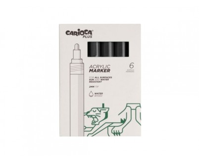 Carioca Plus Pack de 6 Marcadores Acrilicos - Punta 2mm - Color Negro