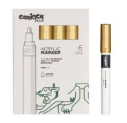 Carioca Plus Pack de 6 Marcadores Acrilicos - Punta 2mm - Color Oro