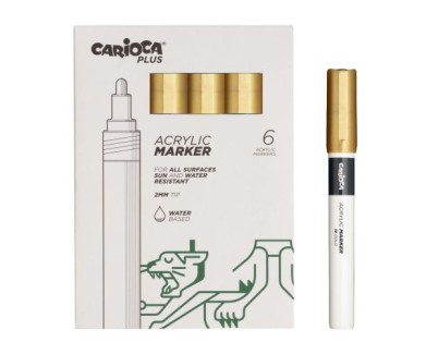 Carioca Plus Pack de 6 Marcadores Acrilicos - Punta 2mm - Color Oro