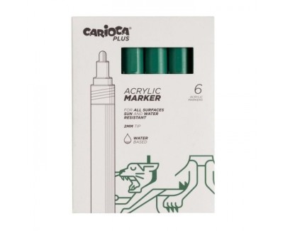 Carioca Plus Pack de 6 Marcadores Acrilicos - Punta 2mm - Color Verde