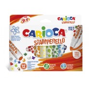 Carioca Stamperello Pack de 12 Rotuladores de Doble Punta - Punta Conica - Punta con Sellos - Tinta Lavable - Color Varios