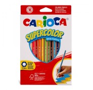 Carioca Supercolor Pack de 18 Lapices de Colores - Cuerpo de Madera Hexagonal - Colores Intensos y Gran Opacidad - Mina de 3.3mm - Colores Surtidos