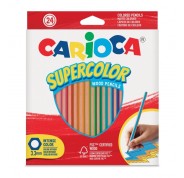 Carioca Supercolor Pack de 24 Lapices de Colores - Cuerpo de Madera Hexagonal - Colores Intensos y Gran Opacidad - Mina de 3.3mm - Colores Surtidos