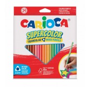 Carioca Supercolor Pack de 24 Lapices de Colores - Cuerpo de Madera Triangular - Colores Intensos y Gran Opacidad - Mina de 3.5mm - Colores Surtidos
