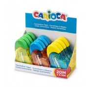 Carioca Tape Expositor de 12 Correctores de Cinta - 20mx5mm - Cubriente - Se Puede Volver a Escribir Enseguida - Ideal para Cualquier Tipo de Papel - Color Varios