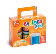 Carioca Tempera Baby Pack de 6 Botes de Pintura de Dedos 2+ - Lavable - Atoxica - sin Olor - Maxima Creatividad y Diversion - Color Varios