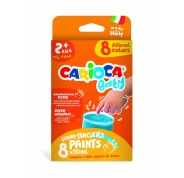 Carioca Tempera Baby Pack de 8 Botes de Pintura de Dedos 2+ - Lavable - Atoxica - sin Olor - Maxima Creatividad y Diversion - Color Varios