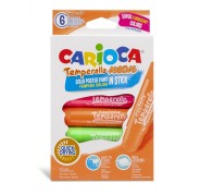 Carioca Temperello Neon Pack de 6 Temperas Solidas - Colores Brillantes y Lavables - Gran Cobertura - Faciles de Mezclar - sin Disolventes - Acabado Satinado - Secado Rapido - Color Varios
