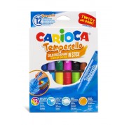 Carioca Temperello Pack de 12 Temperas Solidas - Colores Brillantes y Lavables - Gran Cobertura - Faciles de Mezclar - Sin Disolventes - Acabado Satinado - Colores Surtidos