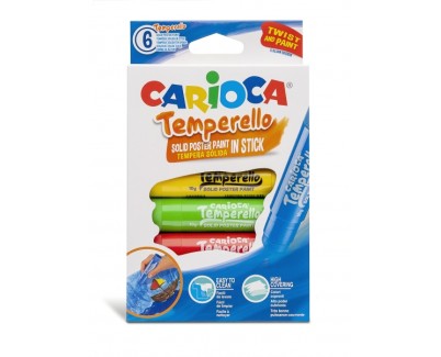 Carioca Temperello Pack de 6 Temperas Solidas - Colores Brillantes y Lavables - Gran Cobertura - Faciles de Mezclar - Acabado Satinado - Secado Rapido - No Arruga el Papel - Color Varios