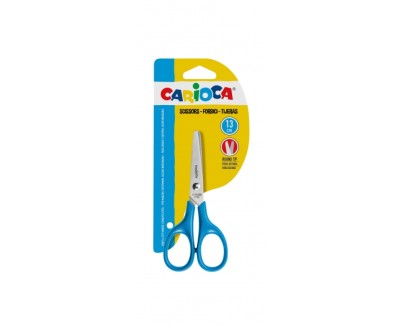 Carioca Tijeras Pequeñas 13cm - Punta Redonda - Acero Inoxidable - Comodas para Zurdos y Diestros - Color Azul