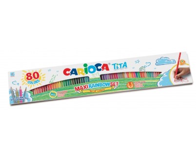 Carioca Tita Maxi Rainbow Pack de 80 Lapices Hexagonales de Colores - Mina Ø 3mm - Colores Brillantes y Lavables - Escritura Blanda - Colores Surtidos