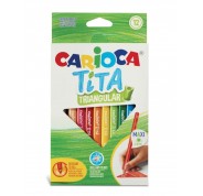 Carioca Tita Pack de 12 Lapices de Resina - Cuerpo Triangular - Colores Brillantes y Lavables - Escritura Blanda - Mina Ø 4mm Segura y Resistente - No Se Astilla - Color Varios