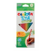 Carioca Tita Pack de 12 Lapices Triangulares de Resina - Cuerpo Triangular - Colores Brillantes y Lavables - Escritura Blanda - Mina Ø 3mm - Color Varios