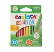 Carioca Tita Pack de 12 Mini Lapices Hexagonales de Resina - Mina Ø 3mm - Colores Brillantes y Lavables - Escritura Blanda - No Se Astilla si Se Rompe - Colores Surtidos