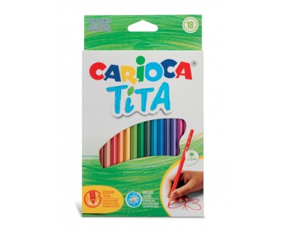 Carioca Tita Pack de 18 Lapices de Resina - Cuerpo Hexagonal - Colores Brillantes y Lavables - Escritura Blanda - Mina Segura y Super Resistente a las Caidas - Color Varios