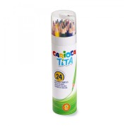 Carioca Tita Pack de 24 Lapices de Resina - Cuerpo Hexagonal - Colores Brillantes y Lavables - Escritura Blanda - Sacapuntas Incluido en la Tapa - Color Varios