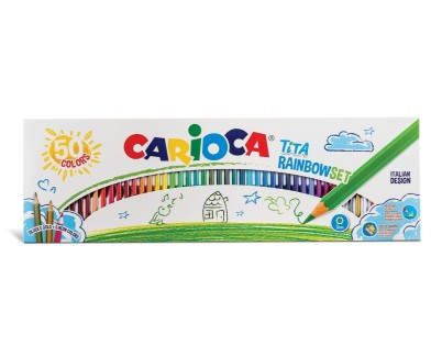 Carioca Tita Rainbow Set Pack de 50 Lapices Hexagonales de Colores - Mina Ø 3mm - Colores Brillantes y Lavables - Escritura Blanda - Colores Surtidos