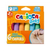 Carioca Tizas Maxi Multicolor Baby Pack de 6 Tizas - sin Polvo - Certificado a Partir de 24 Meses - Colores Brillantes - Lavables - Faciles de Borrar - Color Varios