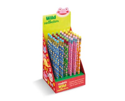 Carioca Wild Collection Expositor con 36 Lapices HB con Goma de Diferentes Colores - Divertidos Dise&ntilde;os de Animales