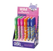 Carioca Wild Collection Oops Expositor con 30 Boligrafos Borrables - Punta 0.7mm - Divertidos Diseños de Animales