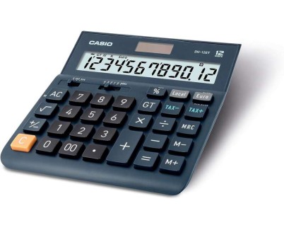 Casio DH-12ET Calculadora de Sobremesa - Pantalla Extragrande de 12 Digitos - Alimentacion Solar y Pilas - Color Azul Oscuro