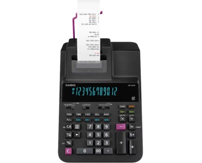 Casio DR-200R Calculadora Impresora de Sobremesa con Pantalla Grande de 12 Digitos - Impresion en 2 Colores - 4,4 Lineas por Segundo - Color Negro