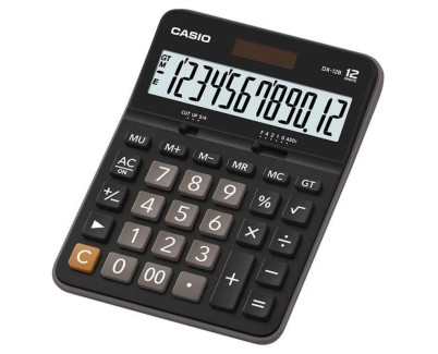 Casio DX-12B Calculadora de Escritorio - Pantalla Extragrande LCD de 12 Digitos - Solar y Pilas - Color Negro