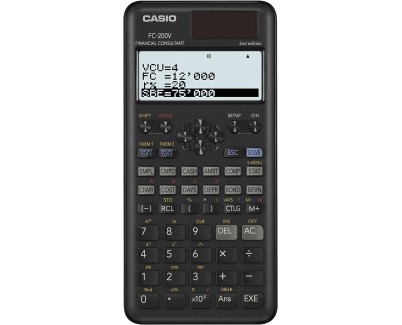 Casio FC200V Calculadora Financiera - Pantalla de 4 Lineas - Visualizacion de Varios Parametros al mismo Tiempo - Teclas de Acceso Directo Personalizables - Alimentacion con Pilas y Solar