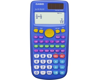 Casio FX-55 Plus Calculadora Cientifica Pantalla LCD 12 Digitos - 240 Funciones - Funcion de Potencia (Cuadrado), Calculo Exponencial etc... - Tapa Protectora - Color Azul