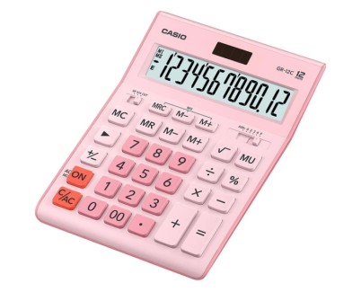 Casio GR-12C Calculadora de Sobremesa de 12 Digitos - Pantalla Extragrande - Simbolos de Comando de Funcion - Alimentacion Solar y Pilas - Color Rosa