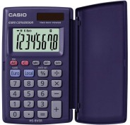 Casio HS-8VERA Calculadora de Bolsillo con Tapa - Pantalla LC Extragrande de 8 Digitos - Funcion Conversor de Euros - Color Azul Oscuro