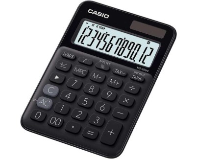 Casio MS-20UC Calculadora de Sobremesa Peque&ntilde;a - Pantalla LCD de 12 Digitos - Alimentacion Solar y Pilas - Color Negro
