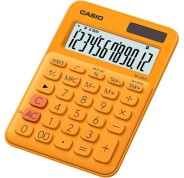 Casio MS-20UC Calculadora de Sobremesa Pequeña - Pantalla LCD de 12 Digitos - Alimentacion Solar y Pilas - Color Naranja