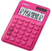 Casio MS-7UC Calculadora de Escritorio - Tecla Doble Cero - Pantalla LCD de 10 Digitos - Solar y Pilas - Color Rojo