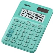 Casio MS-7UC Calculadora de Escritorio - Tecla Doble Cero - Pantalla LCD de 10 Digitos - Solar y Pilas - Color Verde