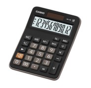 Casio MX-12B Calculadora de Escritorio Pequeña - Pantalla LCD de 12 Digitos - Solar y Pilas - Color Negro