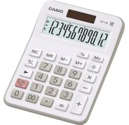 Casio MX-12B Calculadora de Escritorio Pequeña - Pantalla LCD de 12 Digitos - Solar y Pilas - Color Blanco