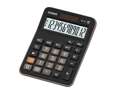 Casio MX-12B Calculadora de Escritorio Peque&ntilde;a - Pantalla LCD de 12 Digitos - Solar y Pilas - Color Negro
