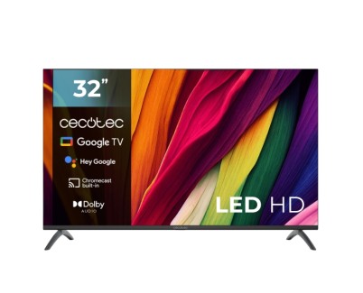 Cecotec A3 series ALH40032S Televisor Smart TV sin Marco de 32\" LED HD - Google TV - Procesador Cortex A55 - Sonido Dolby Audio - Chromecast Integrado - Control por Voz con Google - Color Negro