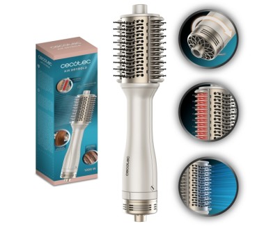 Cecotec Air DryBold Cepillo de Aire - 1200W - Placas Calefactoras - Temperatura Regulable - Revestimiento Ceramico - Generador de Iones - Multifuncion - Punta Fria - Color Blanco