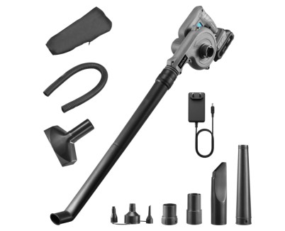 Cecotec AirForce 2120 FreeMove Soplador de Hojas Inalambrico - Bateria 21V 2Ah - Incluye Accesorios - Multifuncion - Velocidad hasta 200km/h - Color Gris