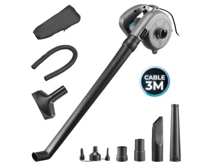 Cecotec AirForce 720 Soplador Aspirador de Hojas - 700W - Cable 3m - Incluye Accesorios - Multifuncion - Velocidad hasta 190km/h - Color Gris