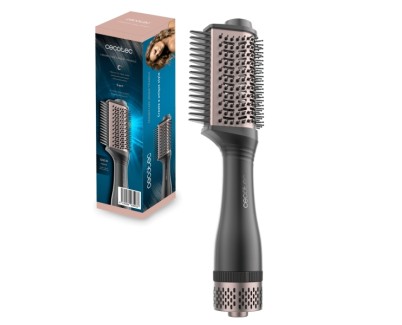 Cecotec Bamba CeramicCare Unique Triangle Cepillo Alisador 5 en 1 - 1200W - Control de Temperatura - Cerdas Desenredantes - Funcion de Volumen - Tecnologia de Iones - Pantalla Digital - Color Negro