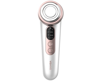 Cecotec Bamba FaceCare LightSonic Masajeador Facial - Pantalla LCD - Modos de Cuidado Facial - Funcion Calor - Luz LED - Limpieza Ionica - Microcorrientes EMS - 60min de Autonomia - Color Blanco