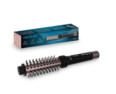 Cecotec Bamba InstantCare Curly AirFlow Cepillo Alisador 2 en 1 - 150W - Cilindro Ceramico de 30mm - Cabezal Giratorio - Cable 360&ordm; de 1.9m - 2 Ajustes de Temperatura - Color Negro
